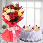 Mixed Roses With Cake