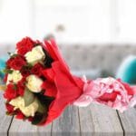 Scintillating Beauty A bouquet of Red and White Roses