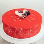 Drizzling Red Velvet Love Cake