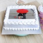 Square Shaped 1 Kg Vanilla Personalised Photo Cake