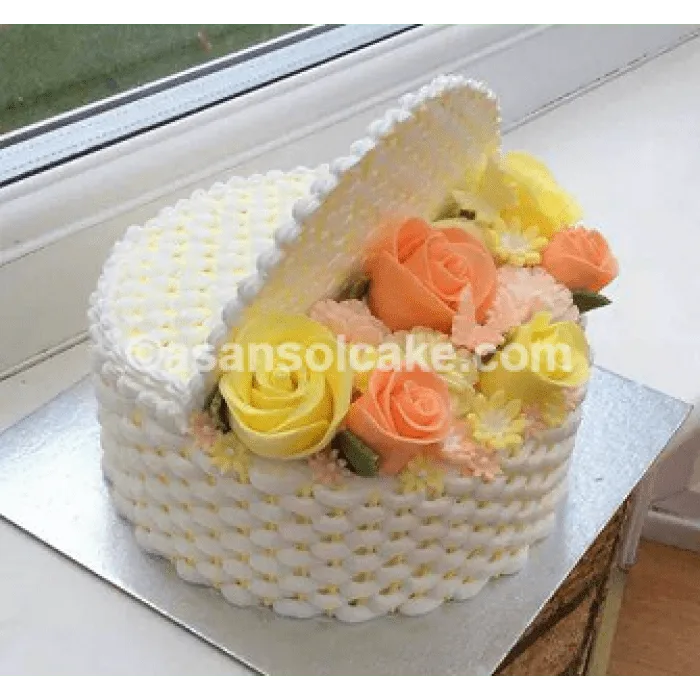 Rose Basket Gift Box Cake - Image 1
