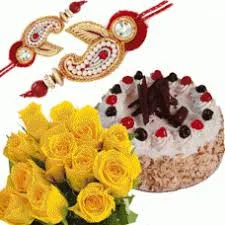 Online Rakhi with Cake & Roses Combo - Image 1