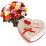 Heart Shape Cake And Mix Roses